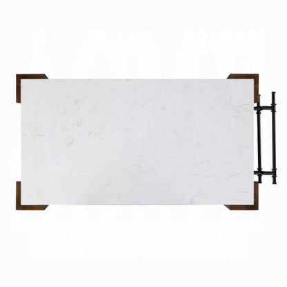 ACME Alaroa Marble Top & Rustic Brown Kitchen Island AC00396