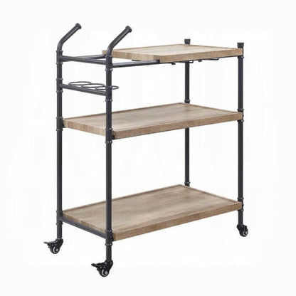 ACME Brantley Oak & Sandy Black Serving Cart AC00754