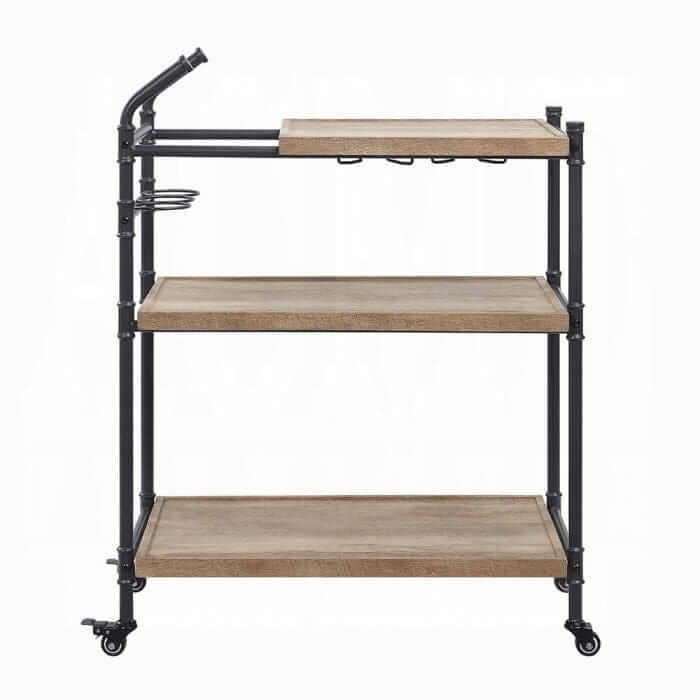ACME Brantley Oak & Sandy Black Serving Cart AC00754