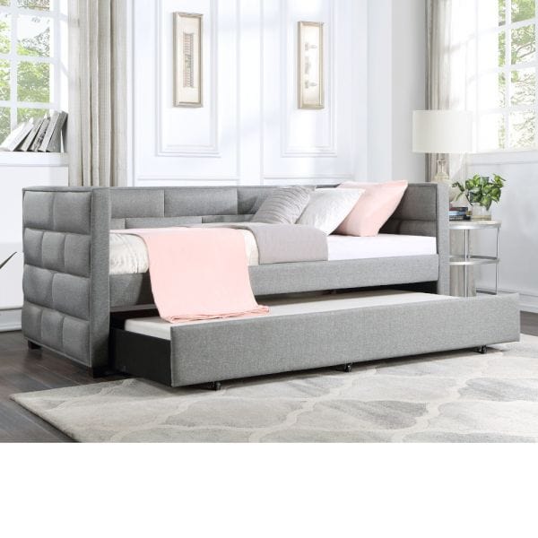 ACME Ebbo Gray Fabric Daybed & Trundle (T/T) BD00955