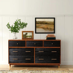 Alpine Furniture Dark Walnut & Black Belham 7 Drawer Dresser 1971-03