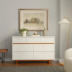 Alpine Furniture White with Acorn Dakota 7 Drawer Dresser 1974-03