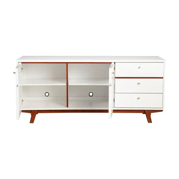 Alpine Furniture Dakota White TV Console with Acorn Accents 1974-10
