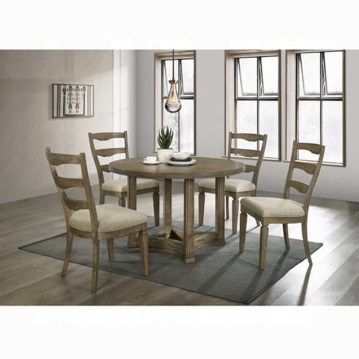 ACME Parfield Weathered Oak Round 5PC Dining Set DN01809-5PC