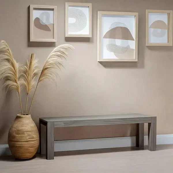 Alpine Furniture Gray & Black Fallon Solid Pine Dining Bench 3394-03