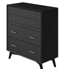 Alpine Furniture Flynn 4 Drawer Black Chest w/ PO Tray 966BLK-05