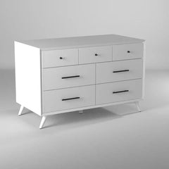 Alpine Furniture White Flynn Mid Century Modern 7 Drawer Dresser 966-W-03