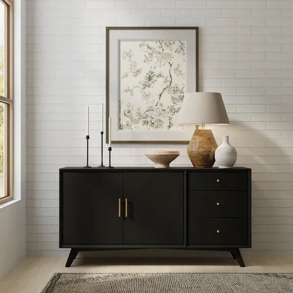Alpine Furniture Black Flynn Sideboard 966BLK-64