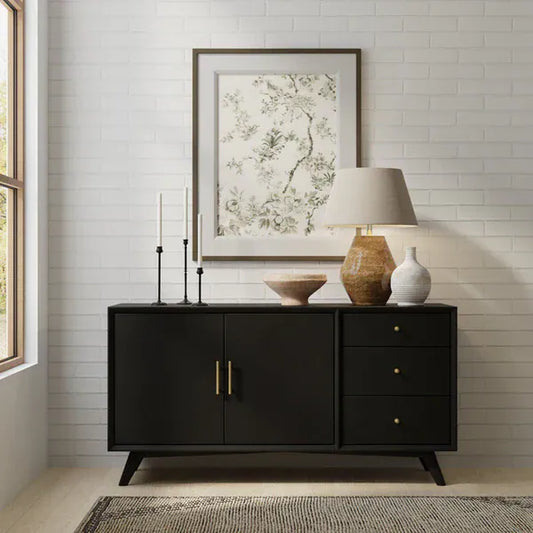 Alpine Furniture Black Flynn Sideboard 966BLK-64