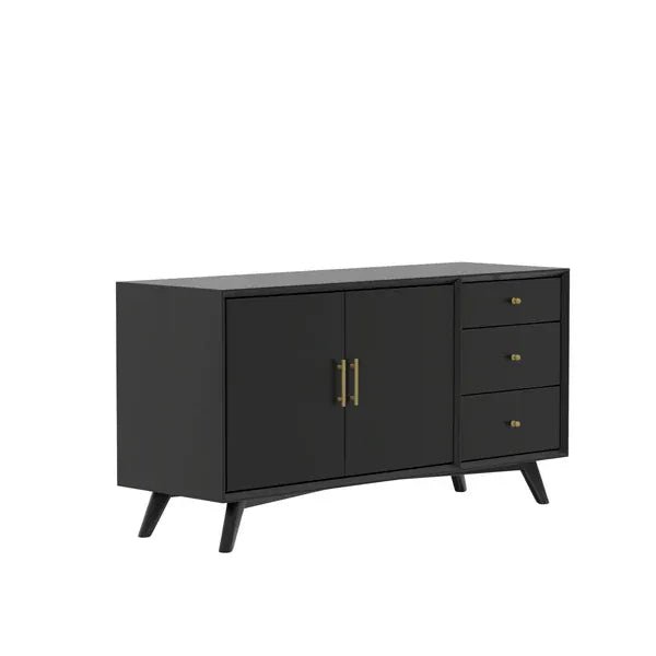 Alpine Furniture Black Flynn Sideboard 966BLK-64