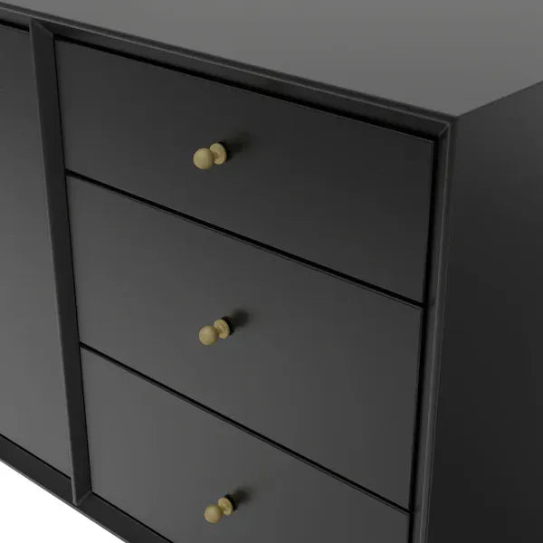 Alpine Furniture Black Flynn Sideboard 966BLK-64