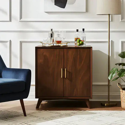Alpine Furniture Walnut Flynn Small Bar Cabinet 966WAL-17