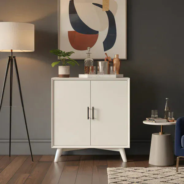 Alpine Furniture White Flynn Small Bar Cabinet 966-W-17