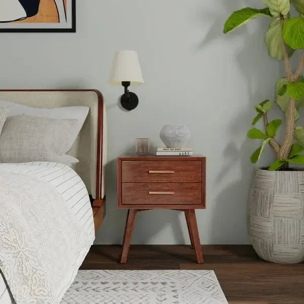 Alpine Furniture Walnut Gramercy 2 Drawer Nightstand 1978-02