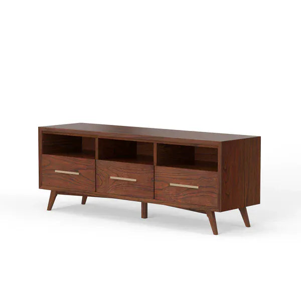 Alpine Furniture Gramercy Walnut 3 Shelves TV Console 1978-10