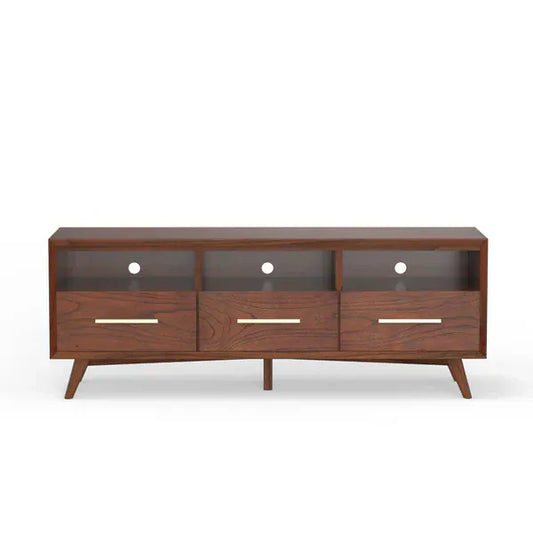 Alpine Furniture Gramercy Walnut 3 Shelves TV Console 1978-10