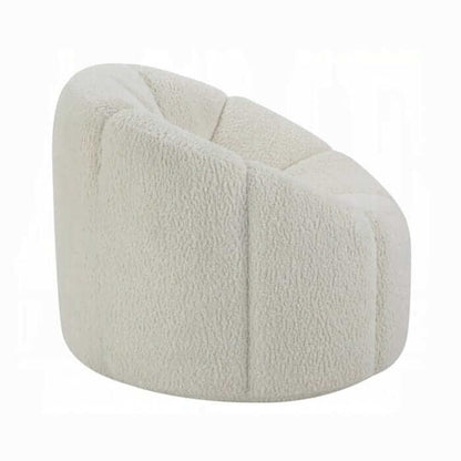 ACME Osmash White Teddy Sherpa Chair w/Swivel LV00230