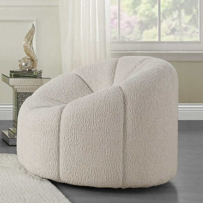 ACME Osmash White Teddy Sherpa Chair w/Swivel LV00230