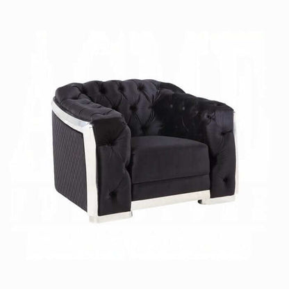 ACME Pyroden Black Velvet & Chrome  Chair LV00298