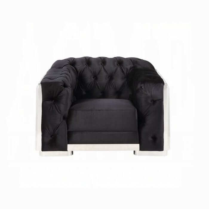 ACME Pyroden Black Velvet & Chrome  Chair LV00298