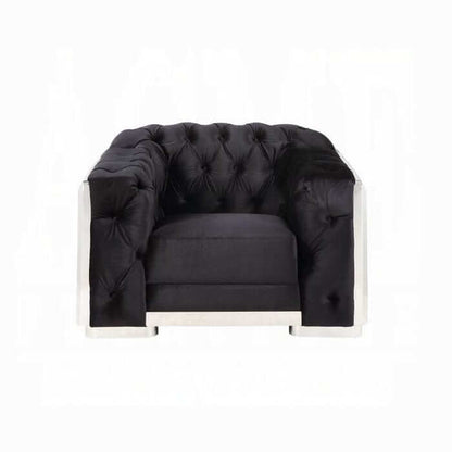 ACME Pyroden Black Velvet & Chrome  Chair LV00298