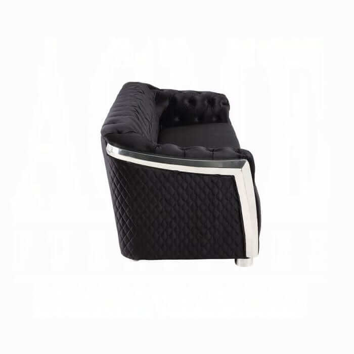 ACME Pyroden Black Velvet & Chrome  Chair LV00298