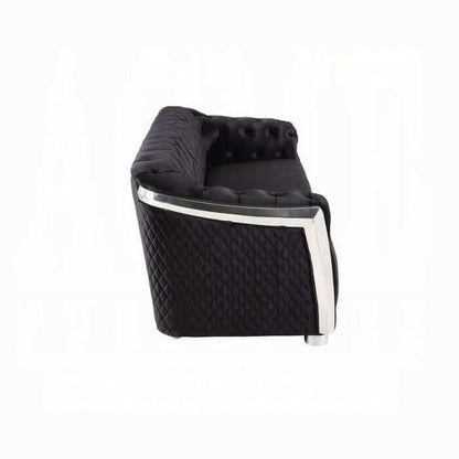 ACME Pyroden Black Velvet & Chrome  Chair LV00298