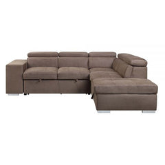 ACME Acoose Brown Fabric Sleeper Sectional Sofa w/2 Pullout Stools LV01025