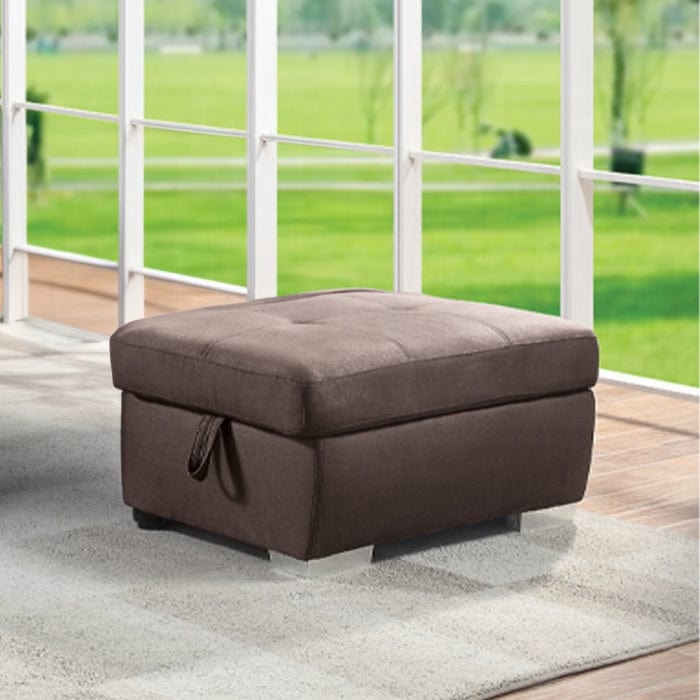 ACME Acoose Brown Fabric Ottoman with storage LV01026