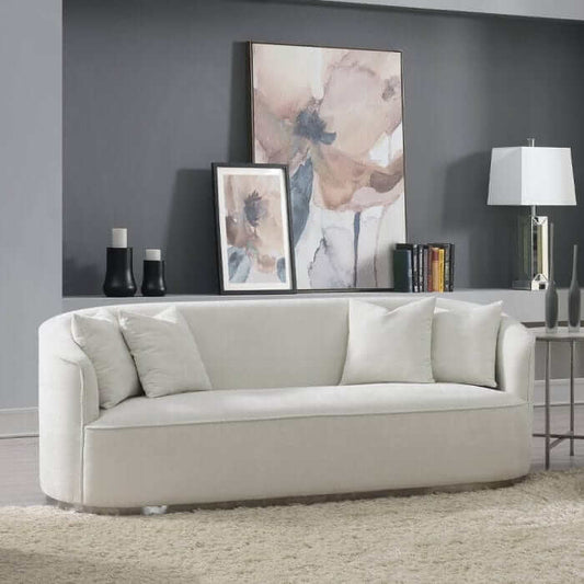 ACME Odette Beige Metal Plate legs Sofa W/4 Pillows LV01917