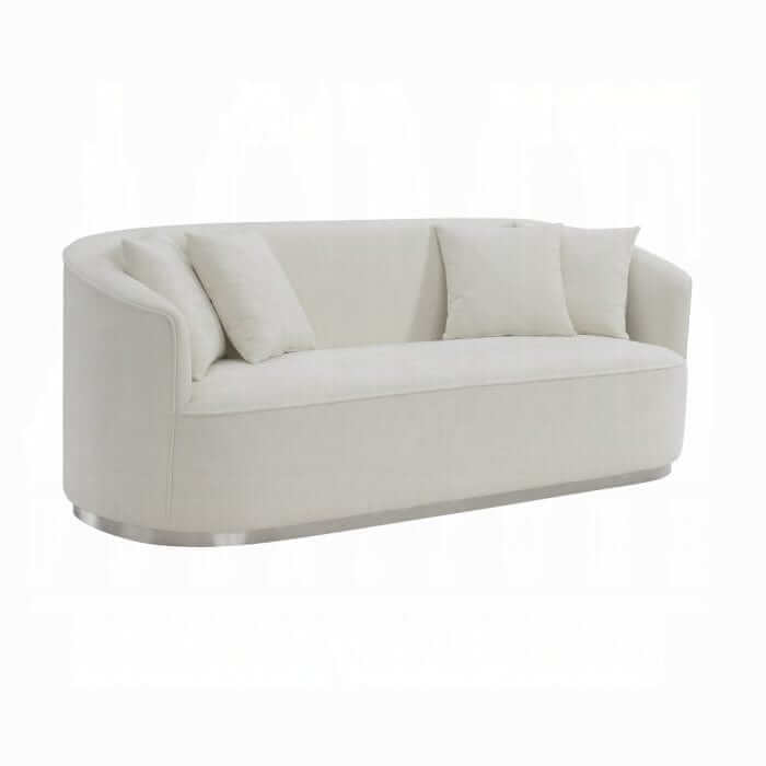 ACME Odette Beige Metal Plate legs Sofa W/4 Pillows LV01917