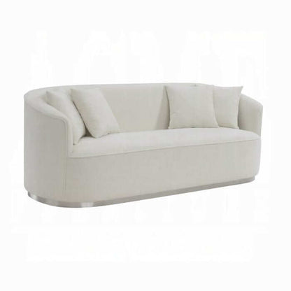 ACME Odette Beige Metal Plate legs Sofa W/4 Pillows LV01917