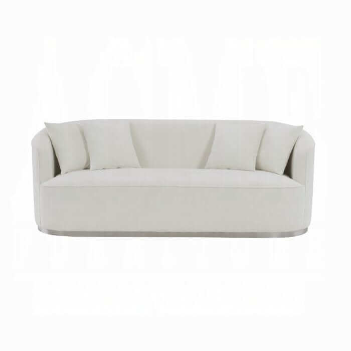 ACME Odette Beige Metal Plate legs Sofa W/4 Pillows LV01917