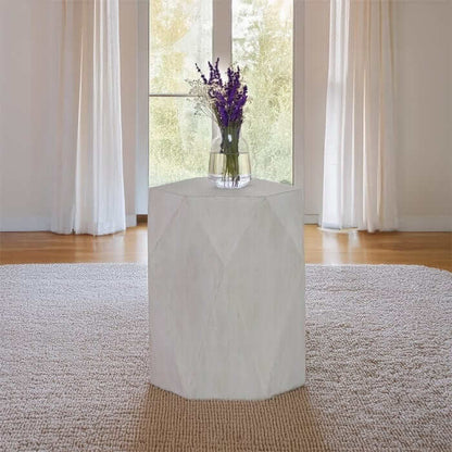ACME Hanniel White Finish Diamond Shaped End Table LV02766