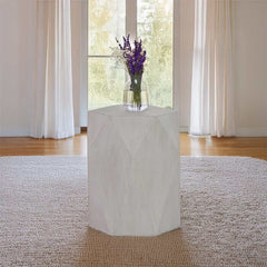ACME Hanniel White Finish Diamond Shaped End Table LV02766