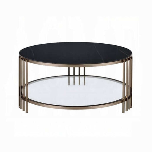 ACME Zaidee Sintered Stone & Champagne Finish Coffee Table LV02815