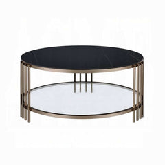ACME Zaidee Sintered Stone & Champagne Finish Coffee Table LV02815