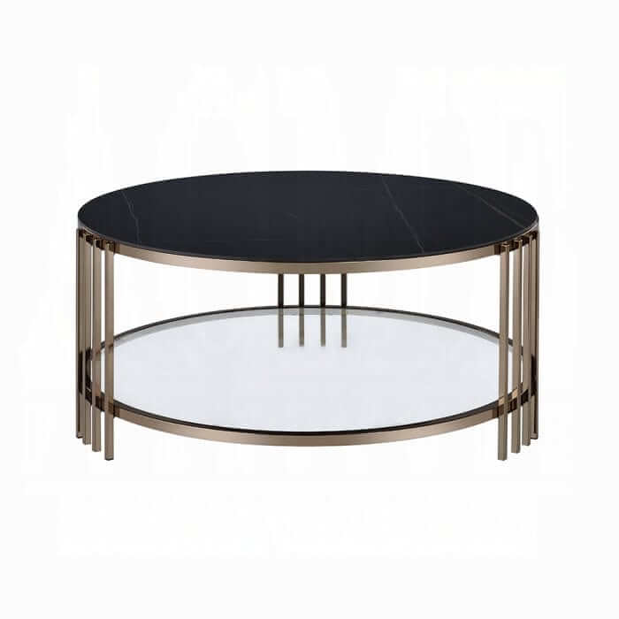 ACME Zaidee Sintered Stone & Champagne Finish Coffee Table LV02815