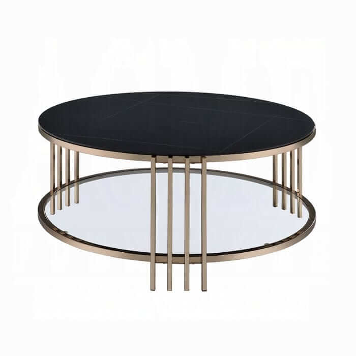 ACME Zaidee Sintered Stone & Champagne Finish Coffee Table LV02815