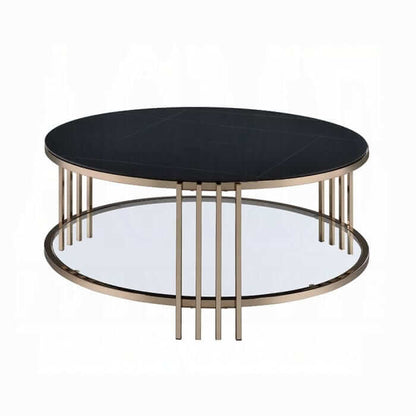 ACME Zaidee Sintered Stone & Champagne Finish Coffee Table LV02815
