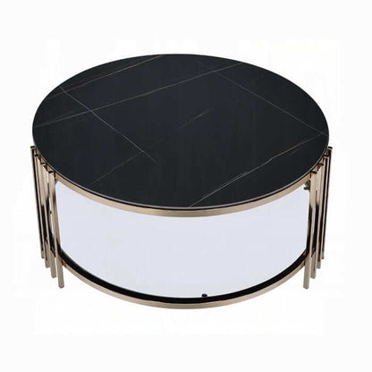 ACME Zaidee Sintered Stone & Champagne Finish Coffee Table LV02815