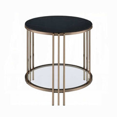 ACME Zaidee End Table Sintered Stone & Champagne Finish LV02816