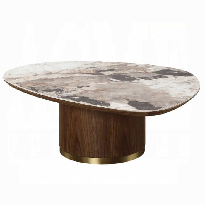 ACME Willene Ceramic Top Walnut Finish Coffee Table LV03155