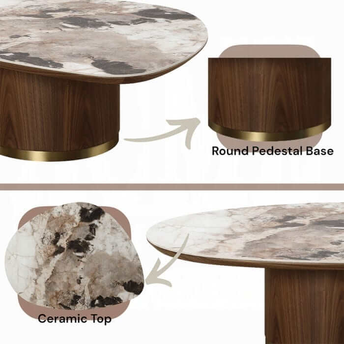 ACME Willene Ceramic Top Walnut Finish Coffee Table LV03155