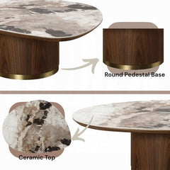 ACME Willene Ceramic Top Walnut Finish Coffee Table LV03155