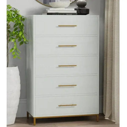 Alpine Furniture White Madelyn Five Drawer Chest 2010-05