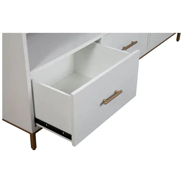 Alpine Furniture Madelyn White 3-Shelves TV Console 2010-10