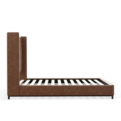 Alpine Furniture Mundo Brown Upholstered Standard King Platform Bed 1196EK