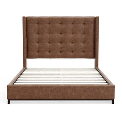 Alpine Furniture Mundo Brown Upholstered Standard King Platform Bed 1196EK