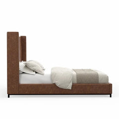 Alpine Furniture Mundo Brown Upholstered Standard King Platform Bed 1196EK